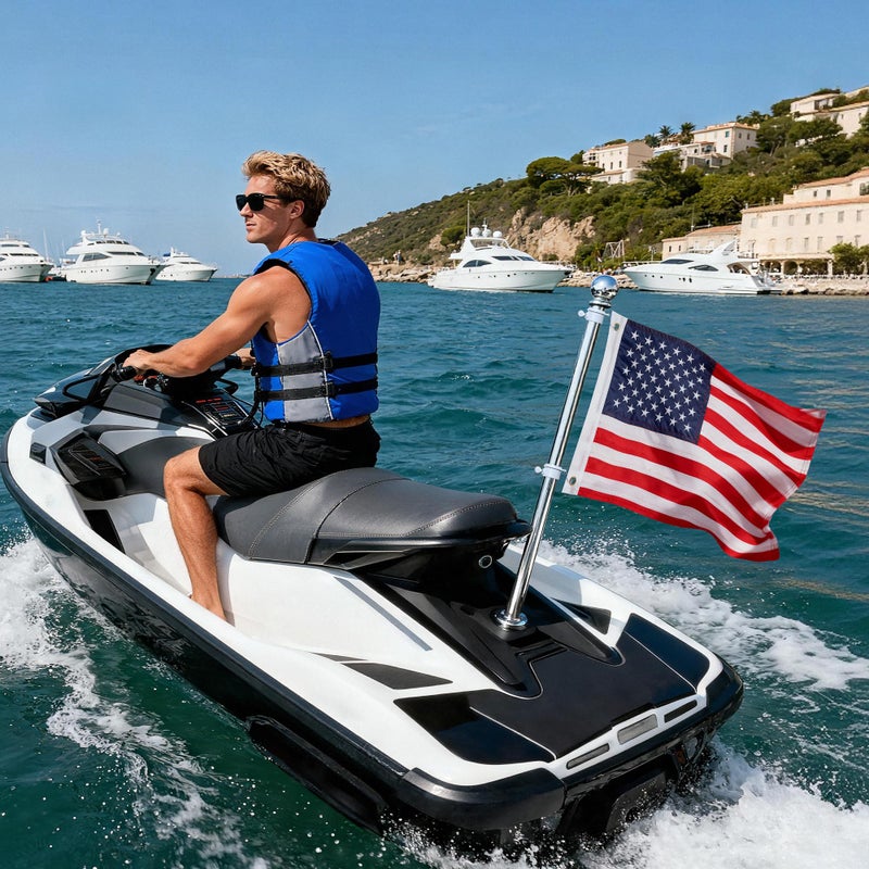 HOOSUN Small American Flags,12.5 x 18 Inch Boat Flag Heavy Duty Nylon With 2 Brass Grommets Embroidered Stars,Patriotic Presidents Day Decorations American Flag for Boat,Small USA Flags for Bike,Car - Image 4